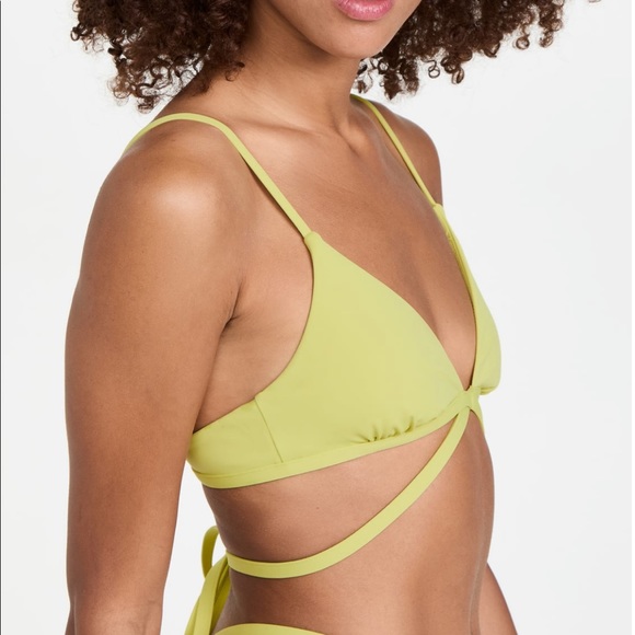 Jonathan Simkhai Harlen Solid Tie Front Bikini Top - Picture 4 of 5